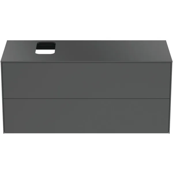 Ideal Standard Waschtischunterschrank Conca, Anthrazit matt, 1.202 x 505 x 550 mm, 2 Auszüge mit Push-Open und Softclose-Einzug, wahlweise Ausschnitt links oder rechts Ideal Standard Waschtischunterschrank Conca, Anthrazit matt, 1.202 x 505 x 550 mm, 2 Auszüge mit Push-Open und Softclose-Einzug, wahlweise Ausschnitt links oder rechts