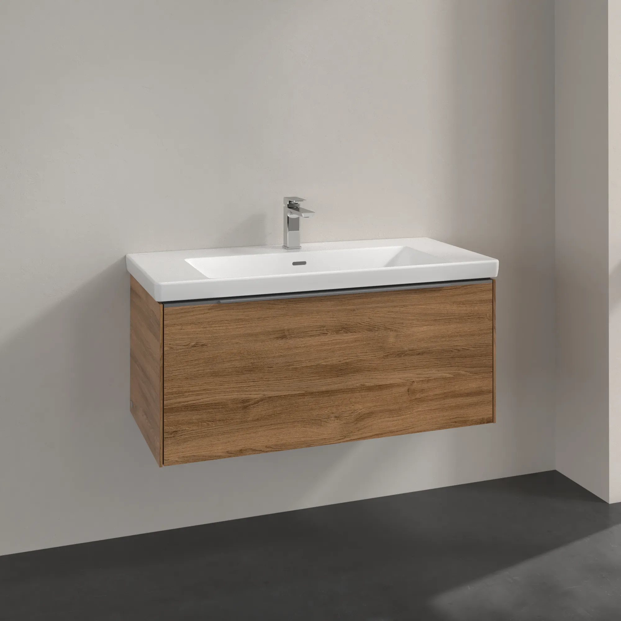 Villeroy & Boch Waschtischunterschrank „Subway 3.0“ für Schrankwaschtisch 973 × 429 × 478 mm Kansas Oak, für Becken mittig