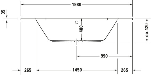 Duravit Badewanne „D-Code“ eck 140 × 140 cm, Mittelablauf 