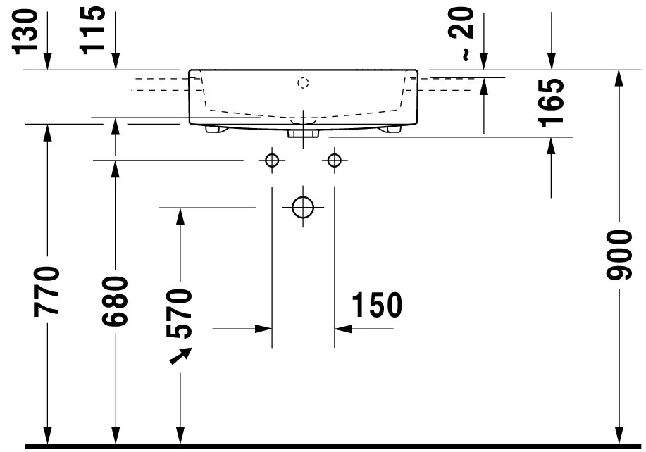 Einbauwaschtisch „Vero Air“, mit Überlauf, Hahnlochposition mittig Einbauwaschtisch „Vero Air“, mit Überlauf, Hahnlochposition mittig