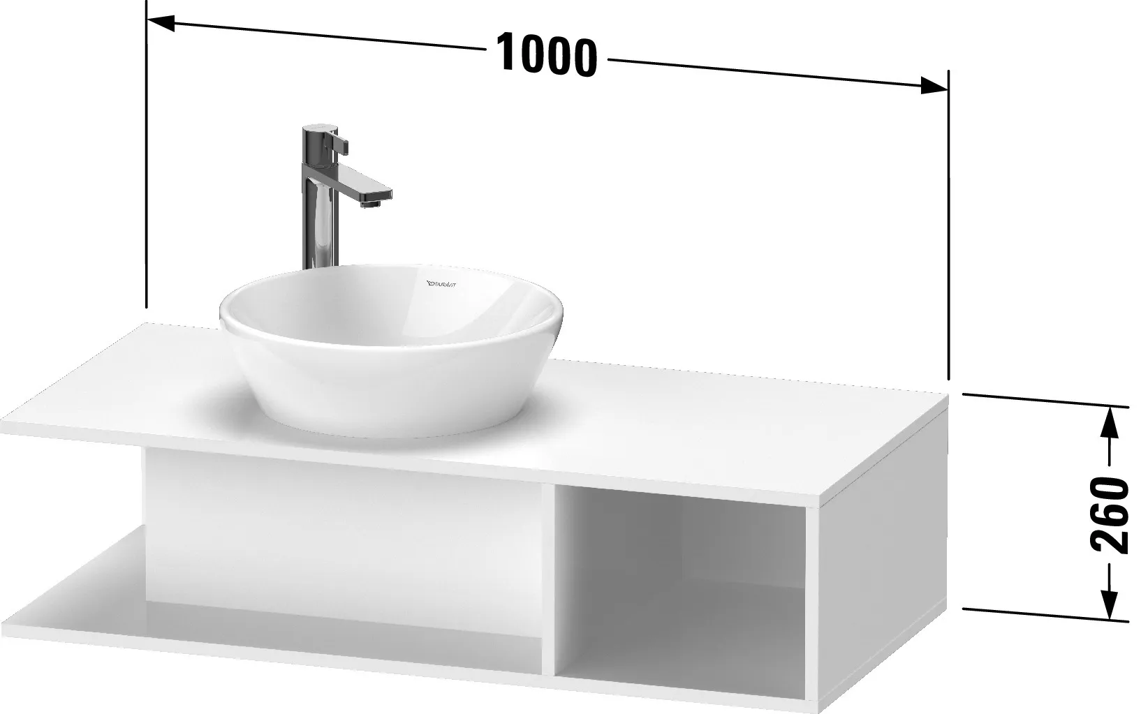 Duravit Waschtischunterschrank wandhängend „D-Neo“ 100 × 26 × 48 cm Basalt Matt