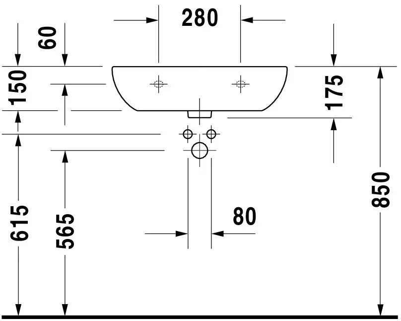 Waschtisch Med „D-Code“, Form rechteckig 60 × 46 cm