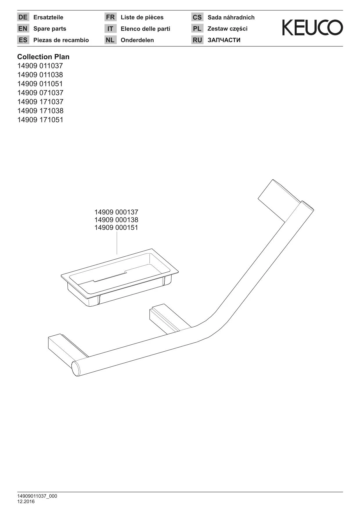 Plan 14909011037 Haltegriff rechts mit Seifenablage verchromt