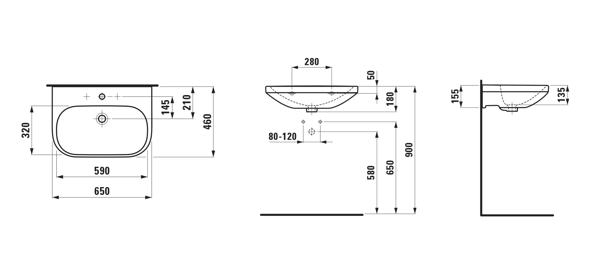Waschtisch LUA 460x650x180 1 Hahnloch mit Überlauf nicht unterbaufähig weiß Waschtisch LUA 460x650x180 1 Hahnloch mit Überlauf nicht unterbaufähig weiß