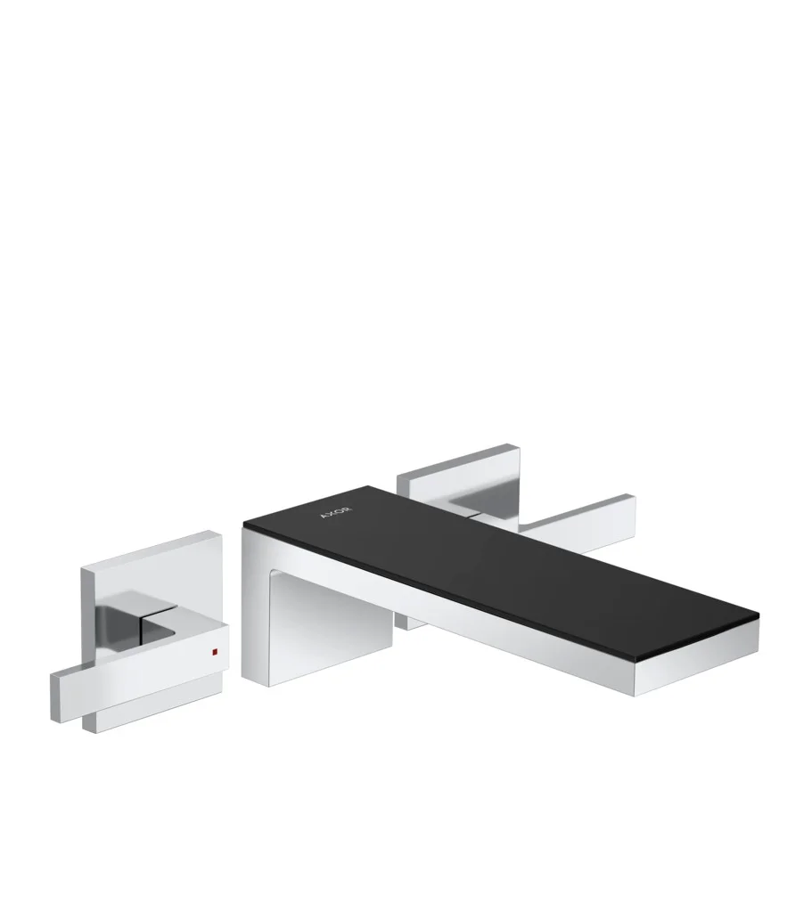 Hansgrohe AXOR MyEdition 3-Loch Waschtischarmatur Unterputz Wandmontage schwarz/chrom Ausladung 221 mm Hebelgriff PowderRain Hansgrohe AXOR MyEdition 3-Loch Waschtischarmatur Unterputz Wandmontage schwarz/chrom Ausladung 221 mm Hebelgriff PowderRain