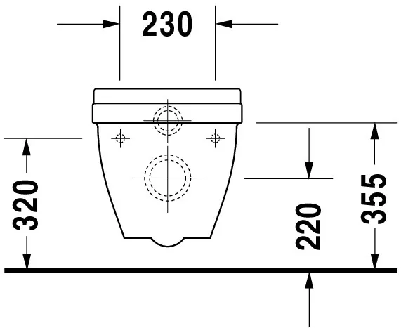 Wand-Tiefspül-WC „Starck 3“ 36,5 × 35,5 × 54,5 cm, Befestigung sichtbar, mit Spülrand