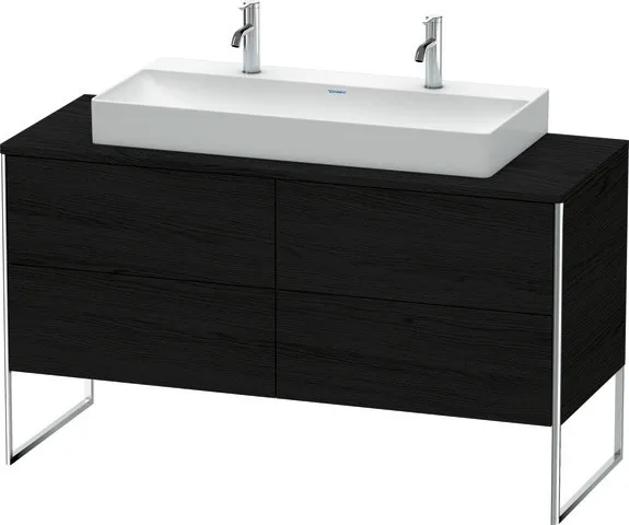 Duravit Waschtischunterschrank bodenstehend „XSquare“ 140 × 77,8 × 54,8 cm Becken: mittig / Front- & Korpusfarbe: Eiche Schwarz / Größe: 140 × 54,8 × 77,8 cm / Oberfläche: Dekor / Profile: Chrom / Schubladen: 4 Duravit Waschtischunterschrank bodenstehend „XSquare“ 140 × 77,8 × 54,8 cm Becken: mittig / Front- & Korpusfarbe: Eiche Schwarz / Größe: 140 × 54,8 × 77,8 cm / Oberfläche: Dekor / Profile: Chrom / Schubladen: 4