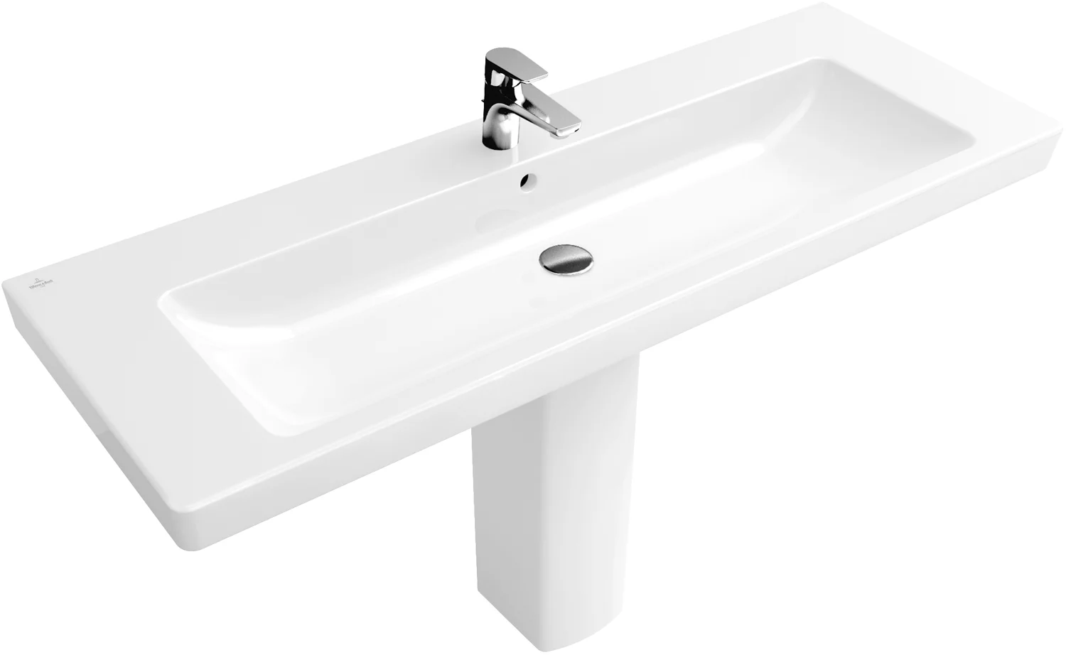 Wandwaschtisch „Subway 2.0“ 130 × 47 × 16 cm, mittig, mit Hahnlochbank, mit Hahnlochbohrung, Hahnlochposition mittig Wandwaschtisch „Subway 2.0“ 130 × 47 × 16 cm, mittig, mit Hahnlochbank, mit Hahnlochbohrung, Hahnlochposition mittig
