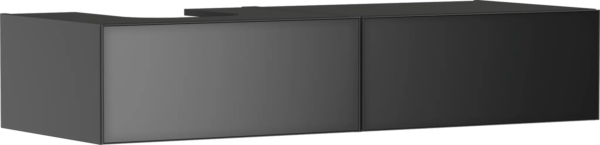 Xevolos E Waschtischunterschrank Schiefergrau Matt 1370/550 mit 2 Schubkästen für Konsole mit Ausschnitt links, Oberfläche Front: Bronze Struktur