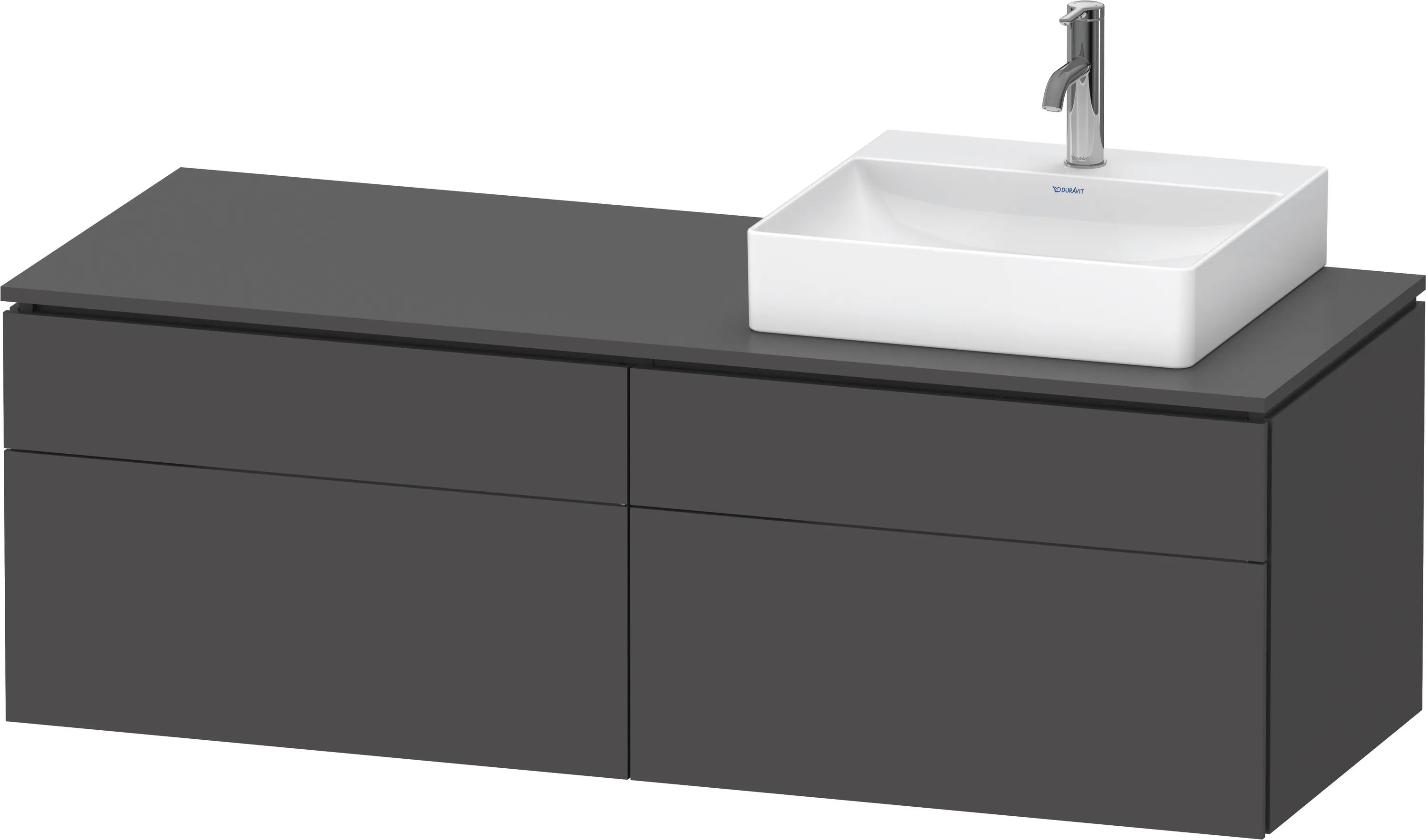 Duravit Waschtischunterschrank wandhängend „L-Cube“ 142 × 48,2 × 55 cm Graphit Matt, rechts