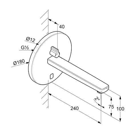 Kludi ZENTA SL E UP-Wandarmatur, rund mit Mischhebel, 240mm Ausl. 1,9L chrom