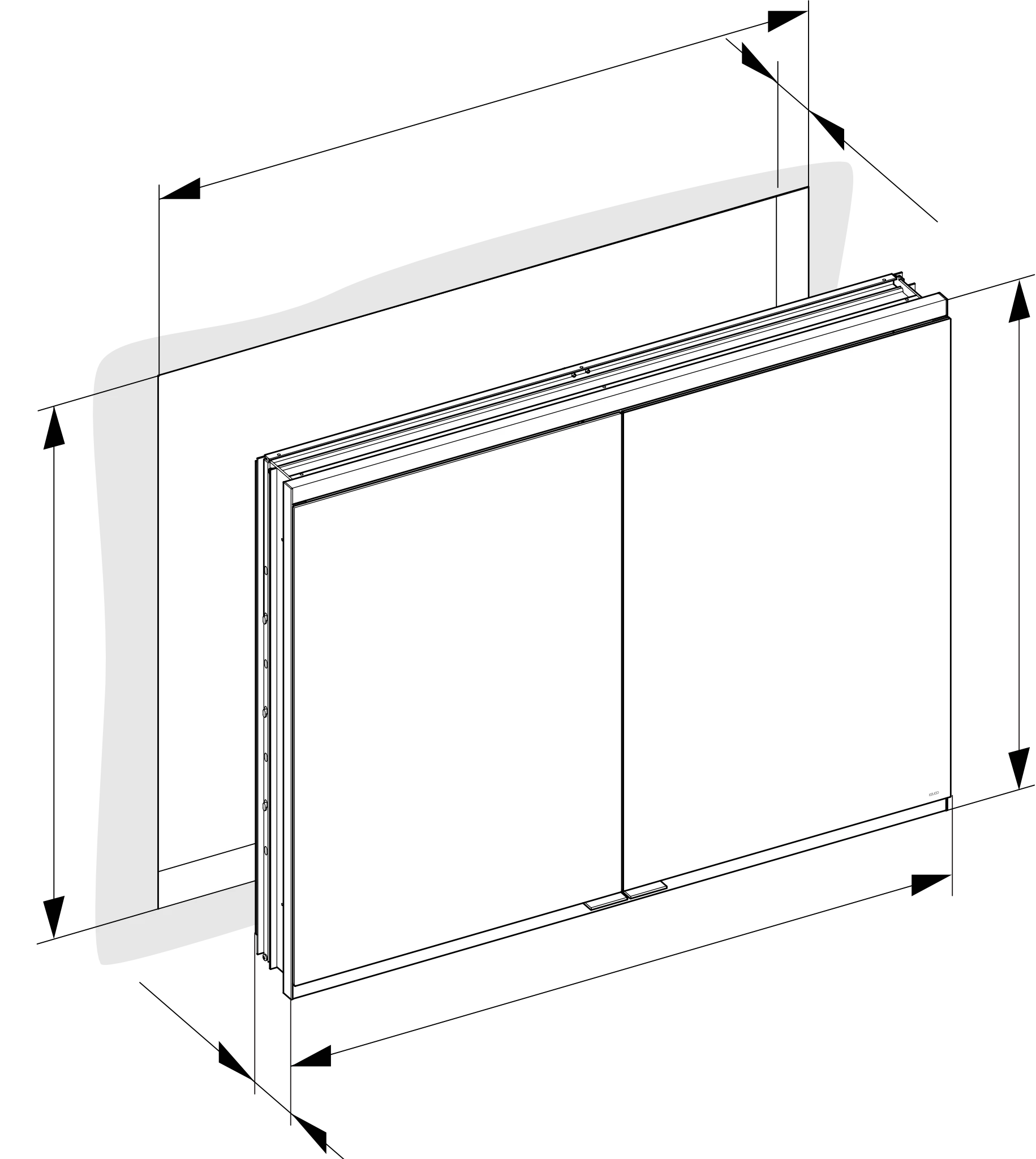 Royal Modular 2.0 800210091000000 Spiegelschrank beleuchtet Wandeinbau, ohne Steckdose 900 x 900 x 120 mm silber-eloxiert