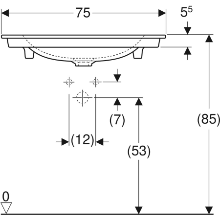 Schrankwaschtisch „One“ 75 × 48 cm in weiß alpin mit KeraTect® Schrankwaschtisch „One“ 75 × 48 cm in weiß alpin mit KeraTect®