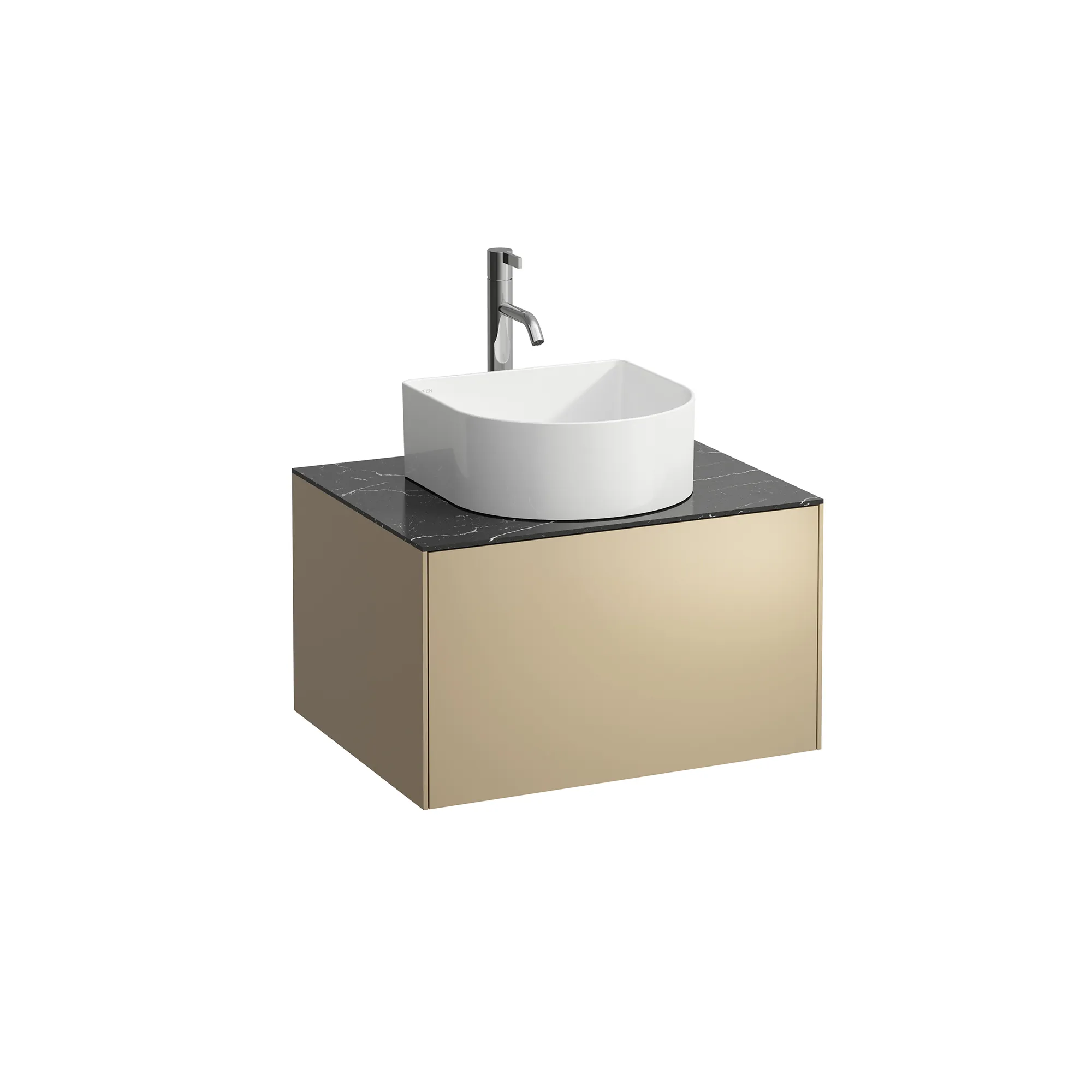 Laufen Waschtischunterbau „SONAR“ 577 × 341 × 457 mm Gold, ohne Hahnlochbohrung, mittig