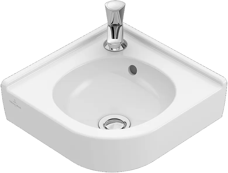 Villeroy & Boch Eck-Handwaschbecken „O.novo“ 400 × 320 × 145 mm, für Becken mittig, mit Hahnlochbohrung, Hahnlochposition mittig