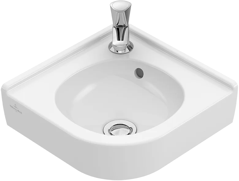 Villeroy & Boch Eck-Handwaschbecken O.novo, 400x320x145mm, glänzend weiß Alpin, 1-Loch-Armatur, Sanitärkeramik Villeroy & Boch Eck-Handwaschbecken O.novo, 400x320x145mm, glänzend weiß Alpin, 1-Loch-Armatur, Sanitärkeramik