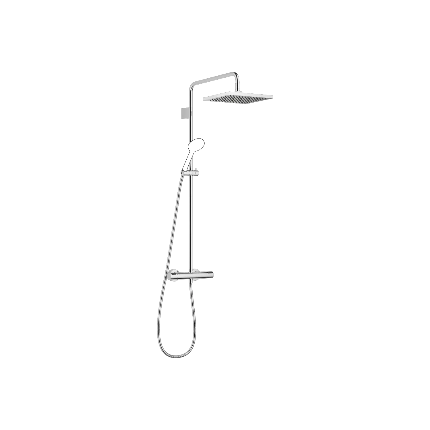 Dornbracht Showerpipe SERIENSPEZIFISCH mit Brause-Thermostat, Chrom, 300 x 240 mm, Höhe bis Regenbrause 982 mm