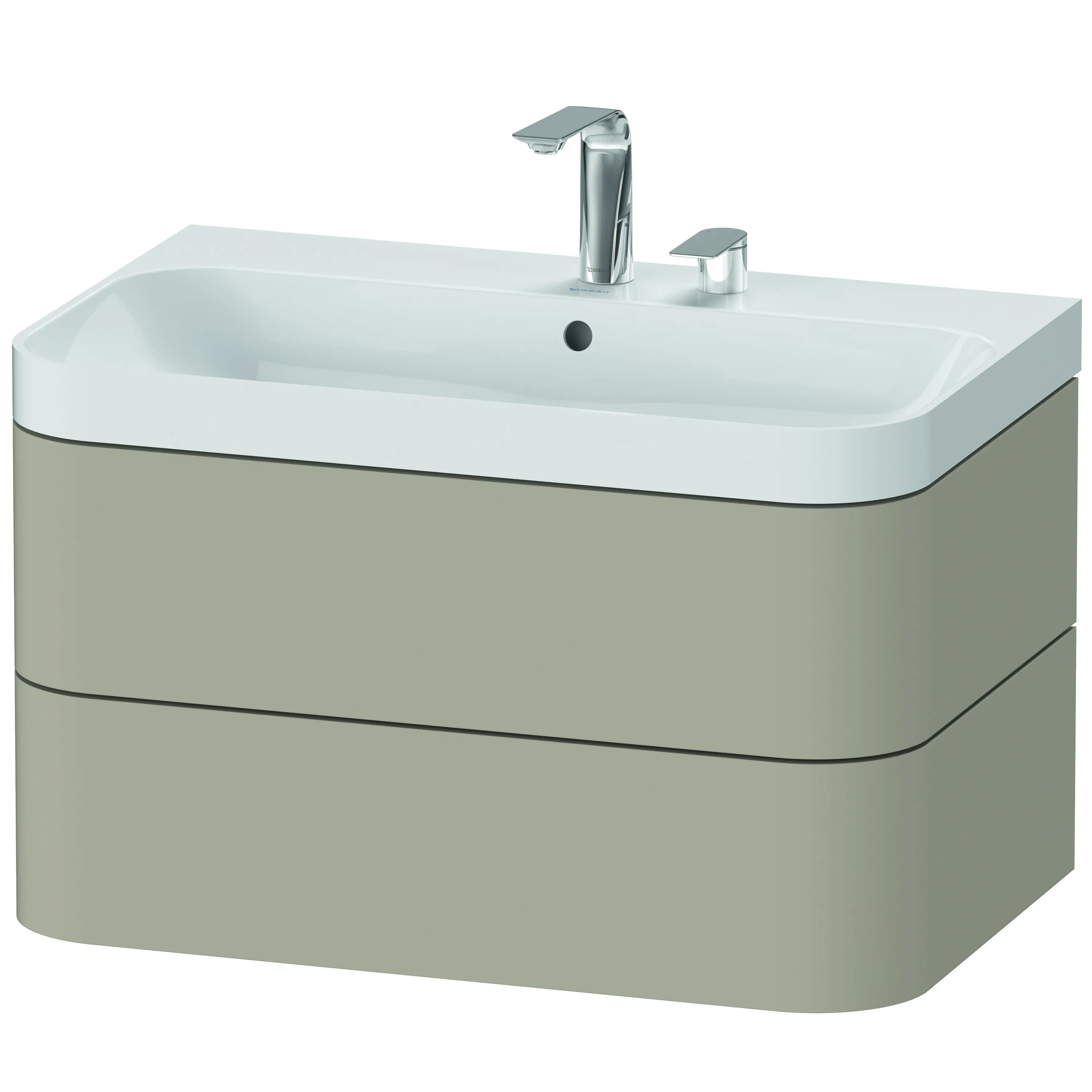 Duravit Waschtischunterschrank c-shaped Set wandhängend „Happy D.2 Plus“ 77,5 × 48 × 49 cm Taupe Seidenmatt