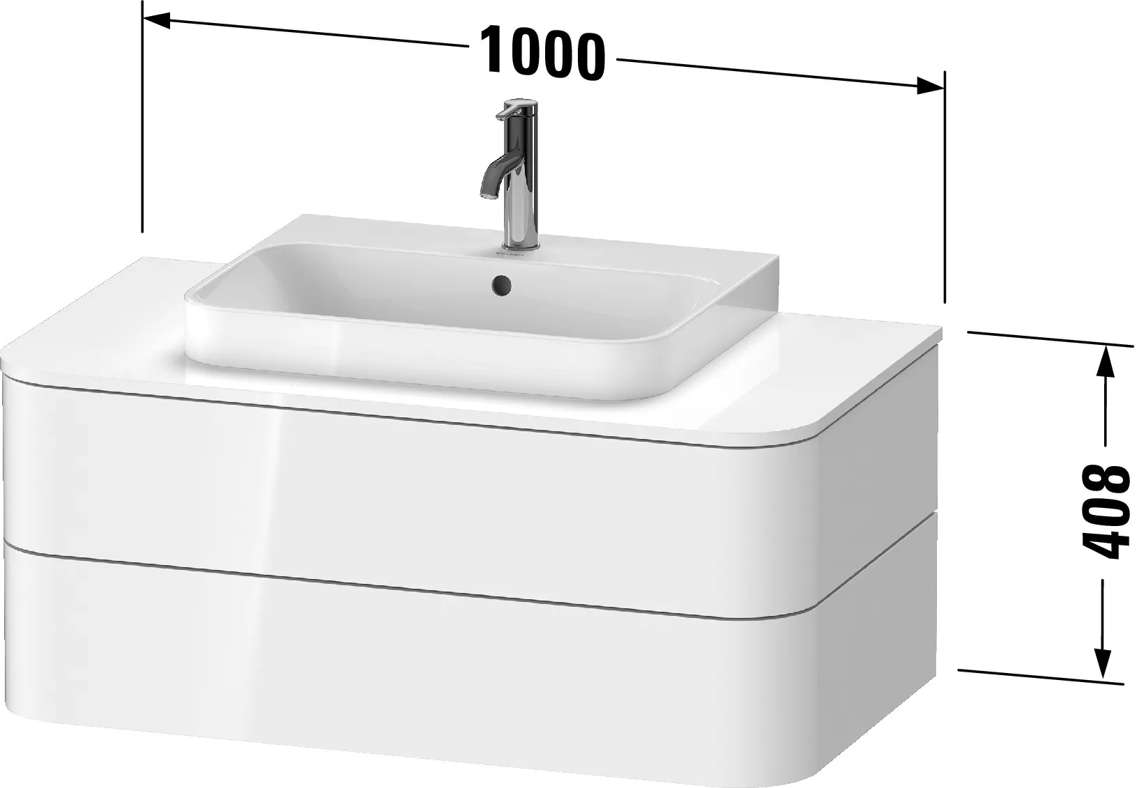 Duravit Waschtischunterschrank wandhängend „Happy D.2 Plus“ 100 × 40,8 × 55 cm Taupe Seidenmatt