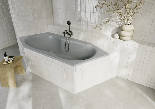 Bette Badewanne BW Sonstige Sechseck Metric Blue Satin 2060x900x450 mm Einbau 2-Sitzer mit Überlauf vorne und Fußende links Bette Badewanne BW Sonstige Sechseck Metric Blue Satin 2060x900x450 mm Einbau 2-Sitzer mit Überlauf vorne und Fußende links