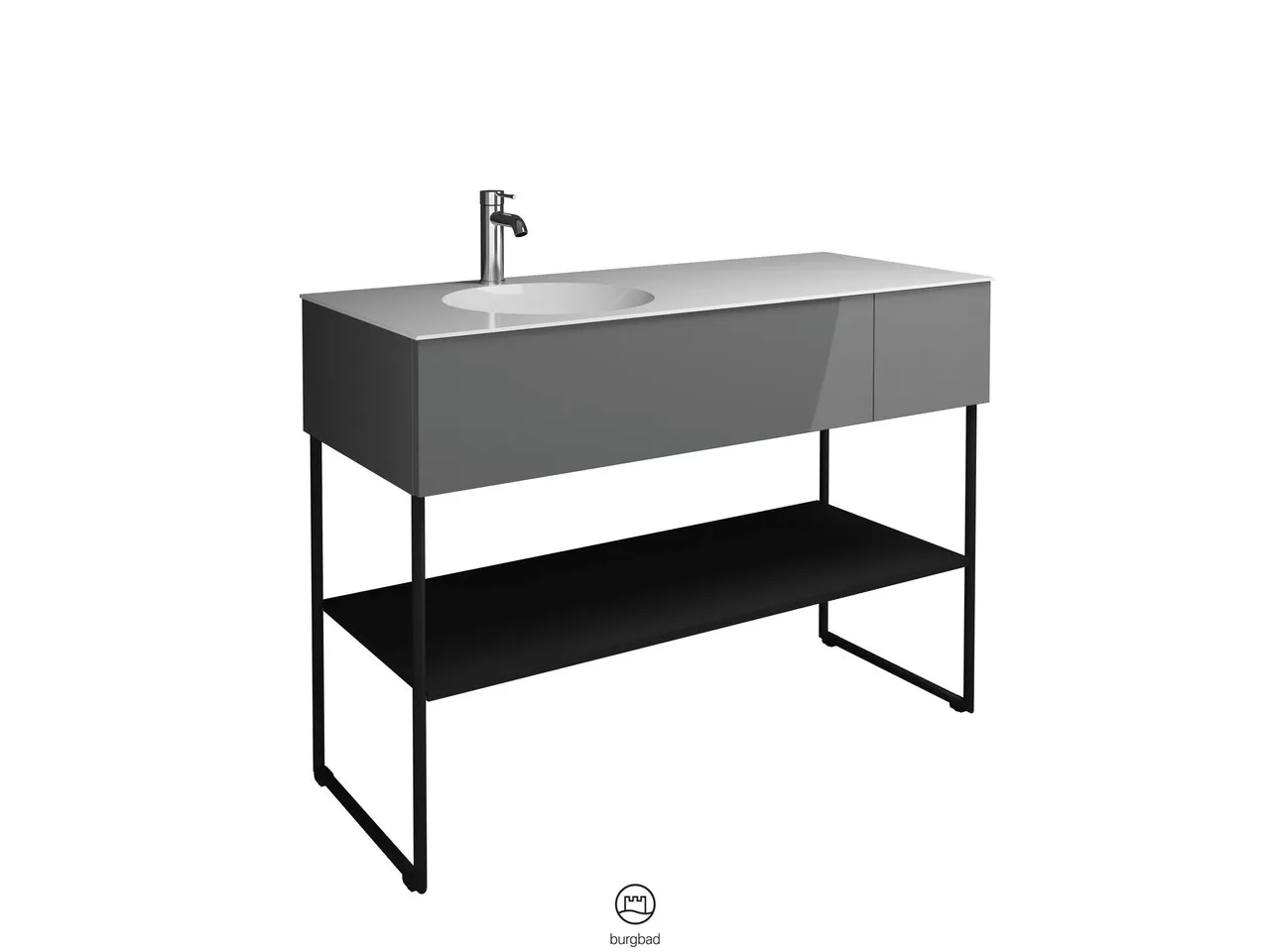 burgbad Coco HGL Waschtischset SFHQ120, Mineralguss, 505x1206x870