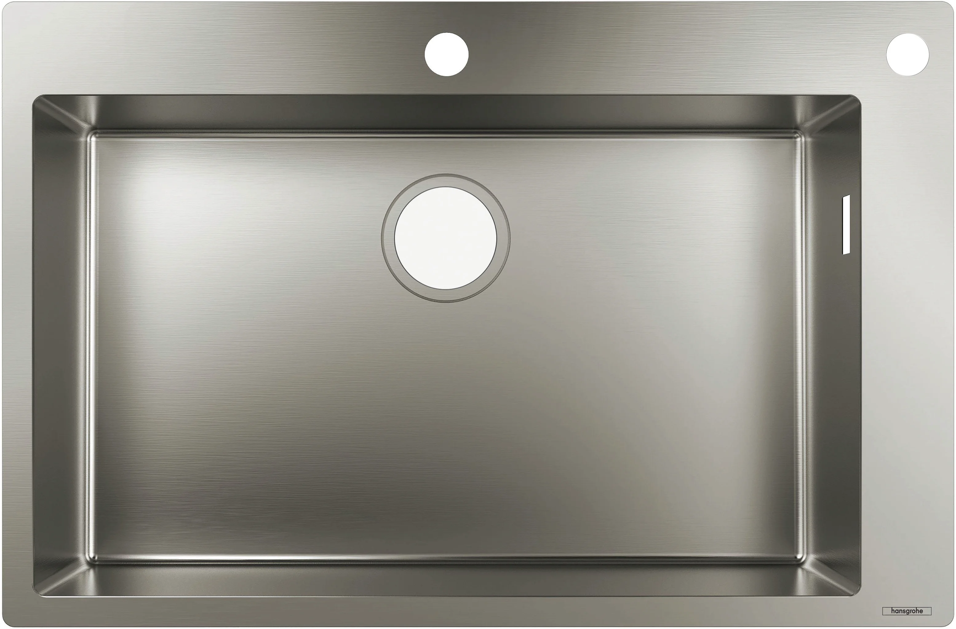 Hansgrohe Einbauspüle S71, Edelstahl, 740 x 480 mm, 1 Hauptbecken, flach aufliegend oder flächenbündig Hansgrohe Einbauspüle S71, Edelstahl, 740 x 480 mm, 1 Hauptbecken, flach aufliegend oder flächenbündig