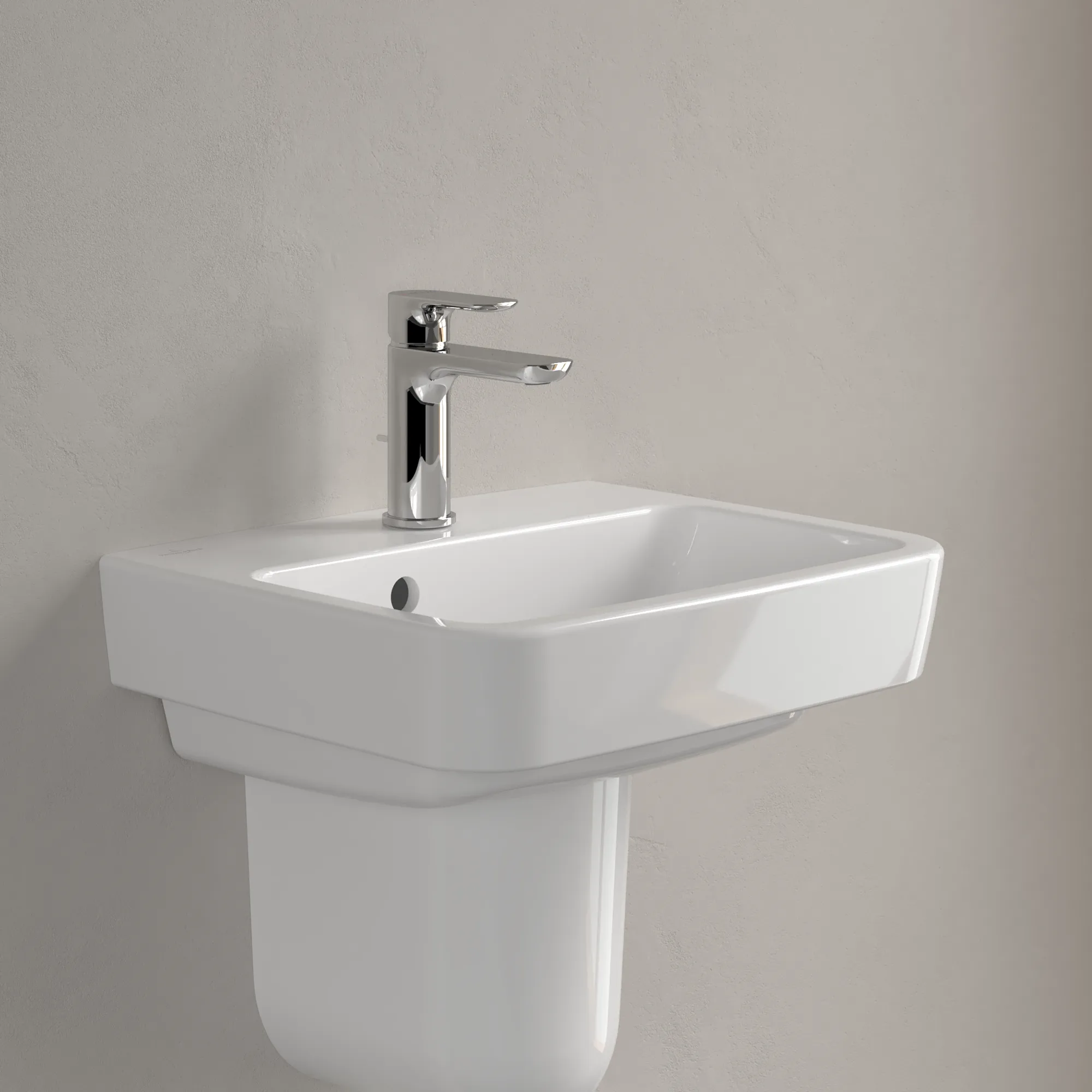 Villeroy & Boch Handwaschbecken „O.novo“ 450 × 370 × 160 mm, für Becken mittig, mit Hahnlochbohrung, Hahnlochposition mittig in Weiß Alpin Villeroy & Boch Handwaschbecken „O.novo“ 450 × 370 × 160 mm, für Becken mittig, mit Hahnlochbohrung, Hahnlochposition mittig in Weiß Alpin