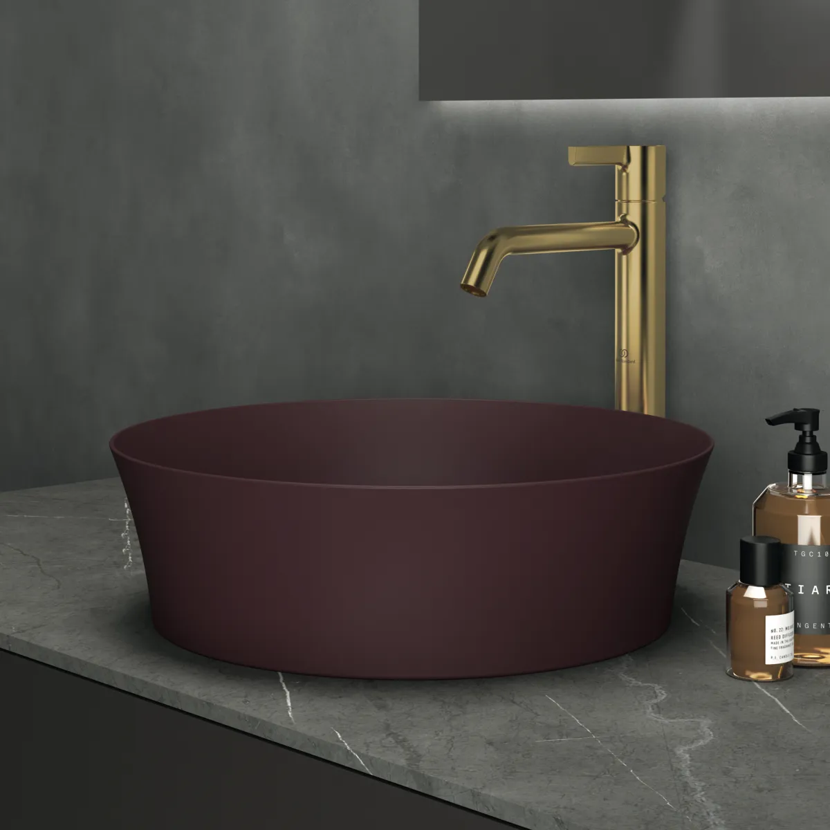 Waschtischarmatur Joy, mit verlängertem Sockel, ohne Ablaufgarnitur, Ausladung 170mm, Brushed Gold Waschtischarmatur Joy, mit verlängertem Sockel, ohne Ablaufgarnitur, Ausladung 170mm, Brushed Gold