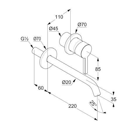Kludi NOVA FONTE Pura WT-Wand-EHM 220 DN 15 mattschwarz