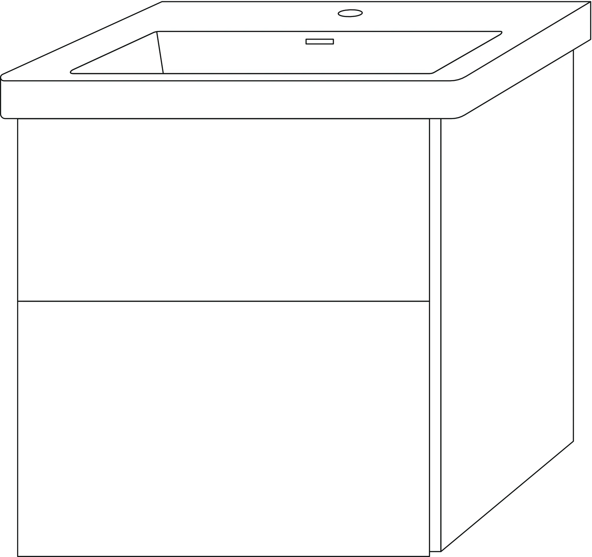 Waschtischunterbau mit Auszügen 3way (SF894) 588x555x462 Schwarz-Matt