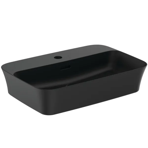 Waschbecken „Ipalyss“ 55 × 38 × 14,5 cm, Hahnlochposition mittig in Schwarz Matt