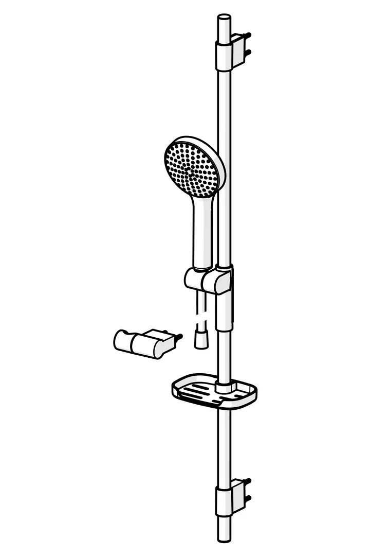 HansaACTIVEJET Wandstangen-Brausenset Hansaactivjet 8437 Chrom/Hellgrau 1-strahlig