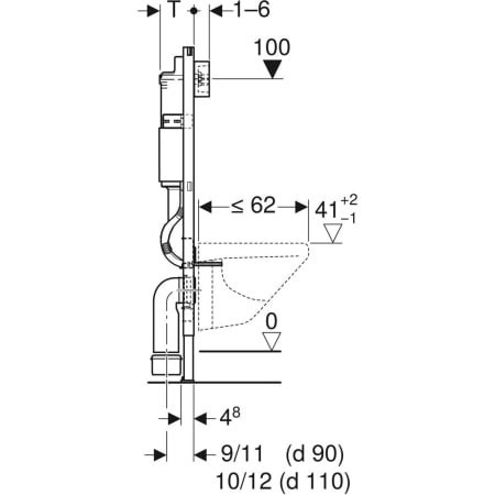 Set-Vorwand-/Einbauelement für Toilette Geberit Element UP100 mit Delta50 Betätigungsplatte Geberit „DuofixBasic“ in