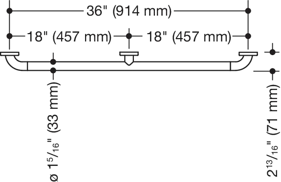 Haltegr.m.3. Stütze (USA), S. 801, Achsmaß 36 inch reinweiß Haltegr.m.3. Stütze (USA), S. 801, Achsmaß 36 inch reinweiß