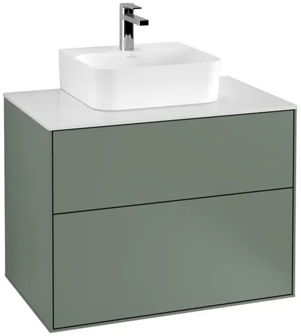 Villeroy & Boch Waschtischunterschrank „Finion“ für Schrankwaschtisch 80 × 60,3 × 50,1 cm 2 Schubladen, für Waschtischposition mittig, inkl. Beleuchtung mittig