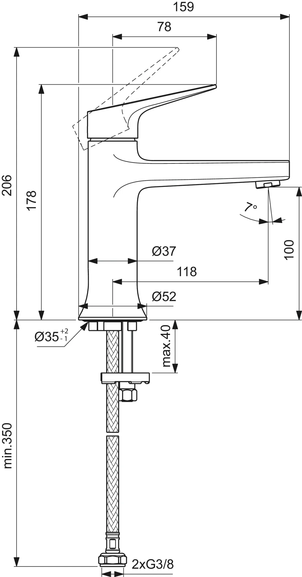 Waschtischarmatur Grande La Dolce Vita ohne Ablaufgarnitur Brushed Gold Waschtischarmatur Grande La Dolce Vita ohne Ablaufgarnitur Brushed Gold
