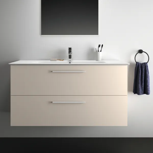 Waschbecken „i.life A“ 124 × 46 × 15,5 cm, Hahnlochposition mittig