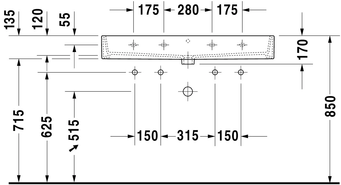 Duravit Waschtisch Vero Air, weiß Hochglanz, 1000 mm, 2 Waschplätze, 1 Becken, wandhängend Duravit Waschtisch Vero Air, weiß Hochglanz, 1000 mm, 2 Waschplätze, 1 Becken, wandhängend