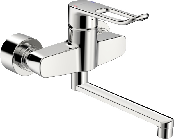 Einhand-Waschtischarmatur Bedienungshebel lang „Clinica“ Ausladung 277 mm in Chrom Einhand-Waschtischarmatur Bedienungshebel lang „Clinica“ Ausladung 277 mm in Chrom