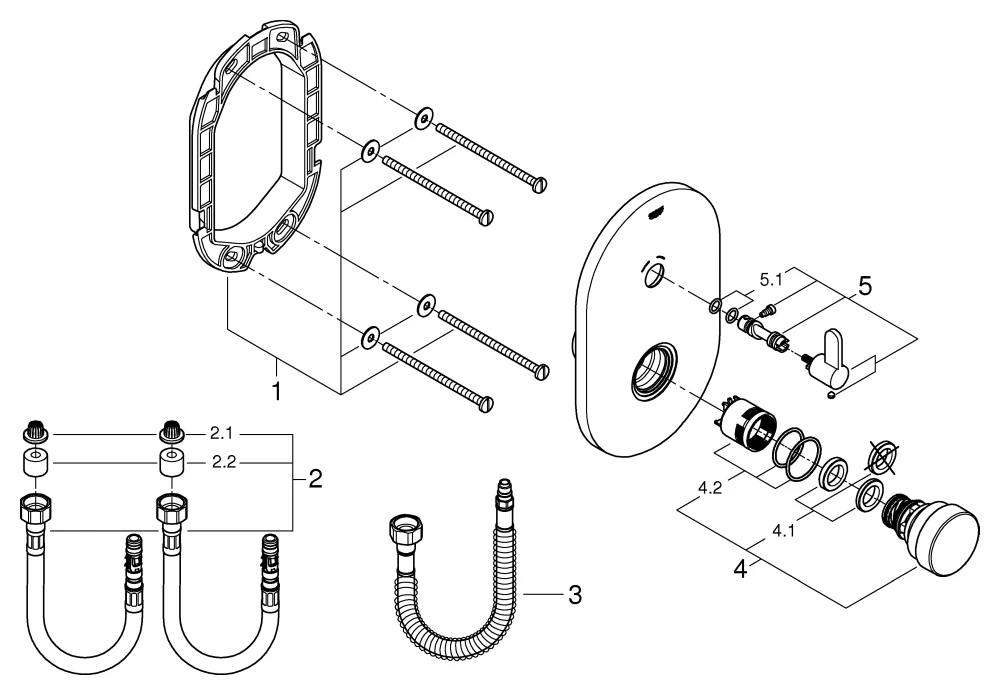 Selbstschluss-Brausebatterie Eurosmart CT 36321, mit Mischung, Fertigmontageset für UP-Einbaukasten 36 322 001, chrom Selbstschluss-Brausebatterie Eurosmart CT 36321, mit Mischung, Fertigmontageset für UP-Einbaukasten 36 322 001, chrom