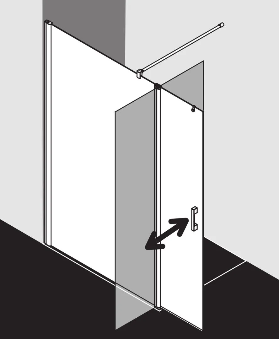 Kermi Duschdesign Walk-In-Duschkabine WALK-IN Wall mit beweglichem Flügel links „PEGA“ Glas Klar, Profile Silber Hochglanz, BV: 775 - 800 mm GAK: 760 - 785 mm WE: 785 - 810 mm H: 1850 mm