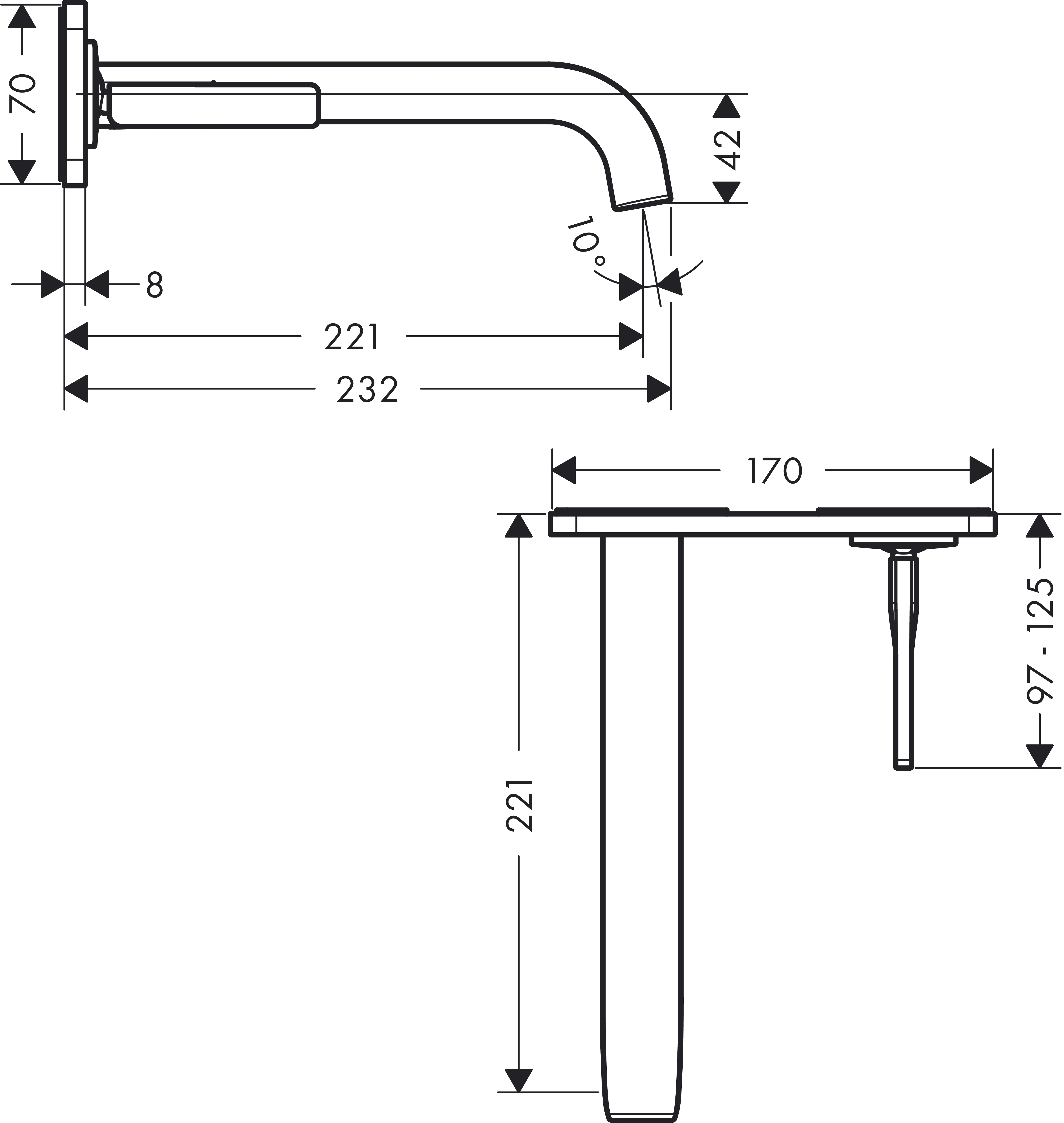 Waschtischmischer UP Axor Citterio E F-Set chrom mit Platte