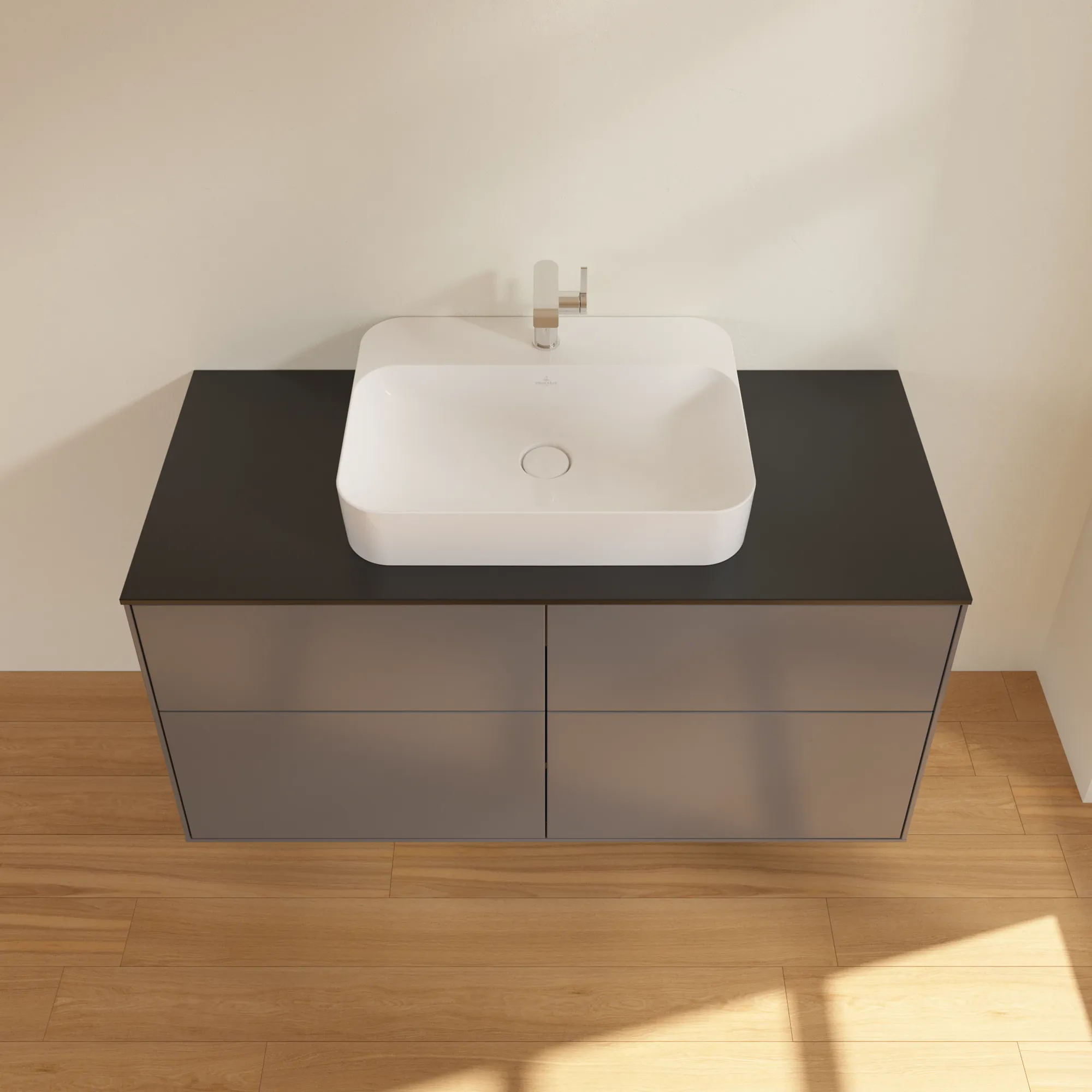 Villeroy & Boch Waschtischunterschrank „Finion“ für Schrankwaschtisch 1200 × 603 × 501 mm Anthracite Matt Lacquer, für Becken mittig Villeroy & Boch Waschtischunterschrank „Finion“ für Schrankwaschtisch 1200 × 603 × 501 mm Anthracite Matt Lacquer, für Becken mittig