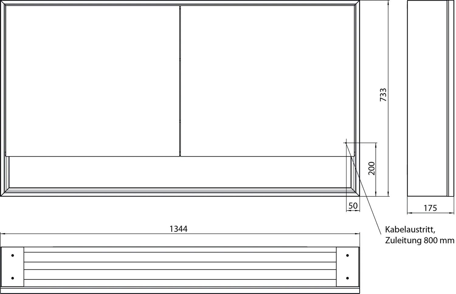LED-Lichtspiegelschrank Loft mit Unterfach Aufputz, 1300 mm, 2-türig schwarz LED-Lichtspiegelschrank Loft mit Unterfach Aufputz, 1300 mm, 2-türig schwarz