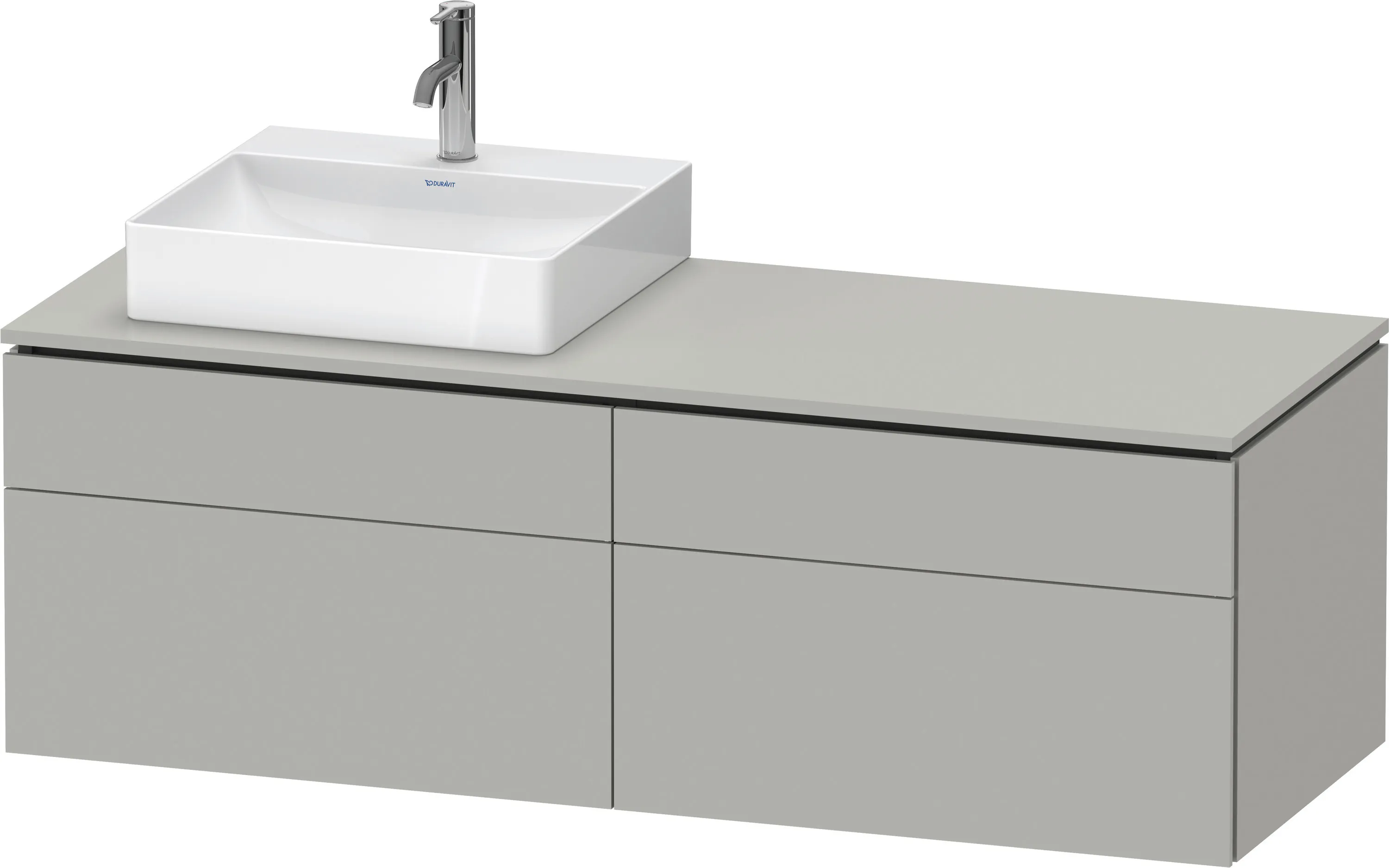 Duravit Waschtischunterschrank wandhängend „L-Cube“ 142 × 48,2 × 55 cm Betongrau Matt, links