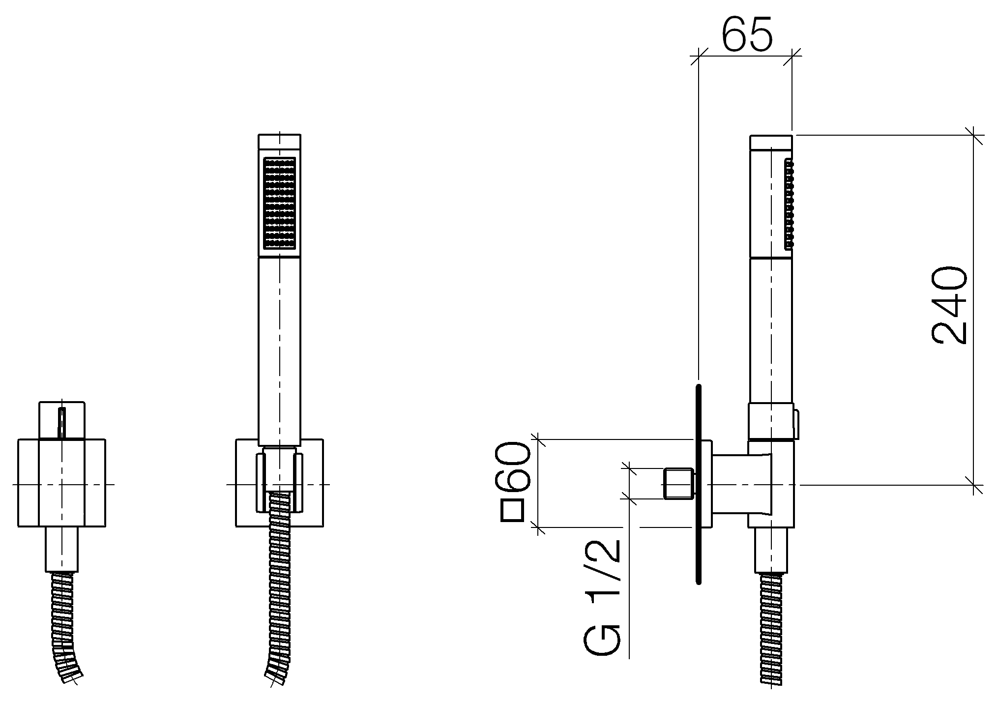 Symetrics Schlauchbrausegarnitur mit Einzelrosetten mit Mengenregulierung