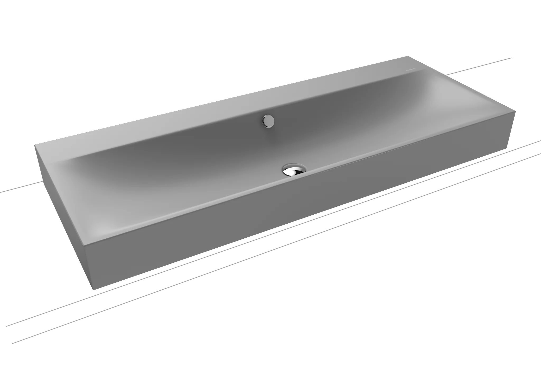 Kaldewei SILENIO Aufsatzwaschtisch, 1200x460 mm, Randhöhe 120 mm, cool grey 30, Perl-Effekt, Antidröhn, mit Überlauf, Sichtteile chrom