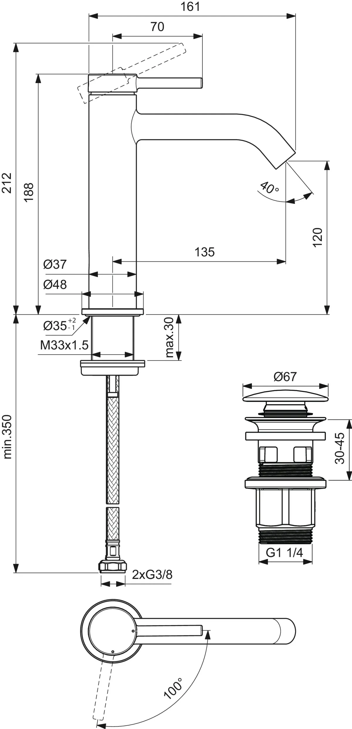 Waschtischarmatur Ceraline Nuovo Ausladung 135mm mit Push-Open Ventil Chrom Waschtischarmatur Ceraline Nuovo Ausladung 135mm mit Push-Open Ventil Chrom