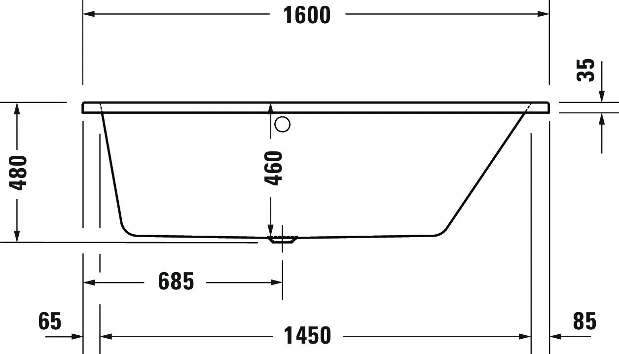 Duravit Badewanne „No.1“ trapez 1600 × 850 mm, rechts in Weiß Duravit Badewanne „No.1“ trapez 1600 × 850 mm, rechts in Weiß