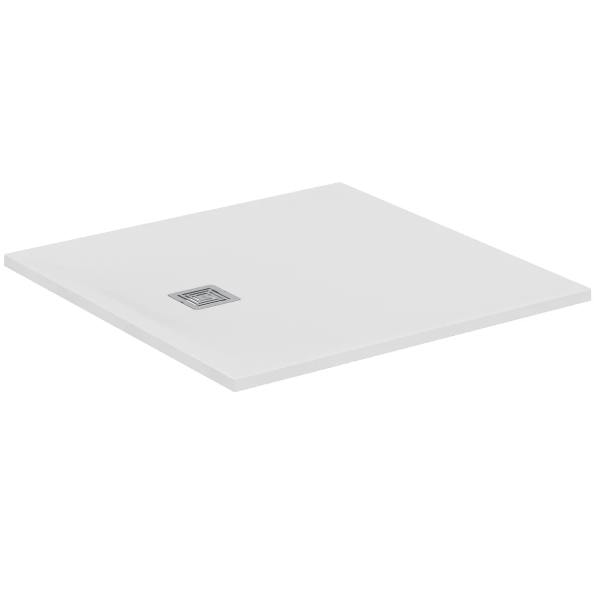 Ideal Standard Quadrat-Brausewanne Ultra Flat S +, Carraraweiß, 1000x1000 mm, Ablauf 25 cm Mitte/Seite, 30 mm Höhe